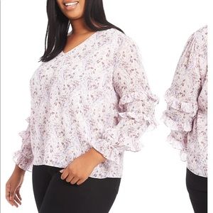 1.STATE Bloomsbury Floral Ruffle Top